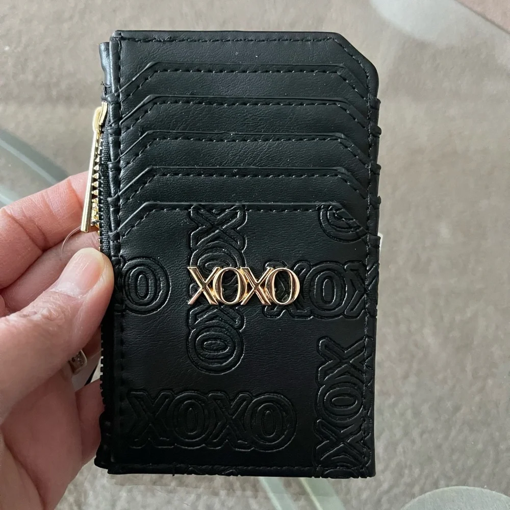 XOXO Embossed Faux Leather Black Card Holder Wallet